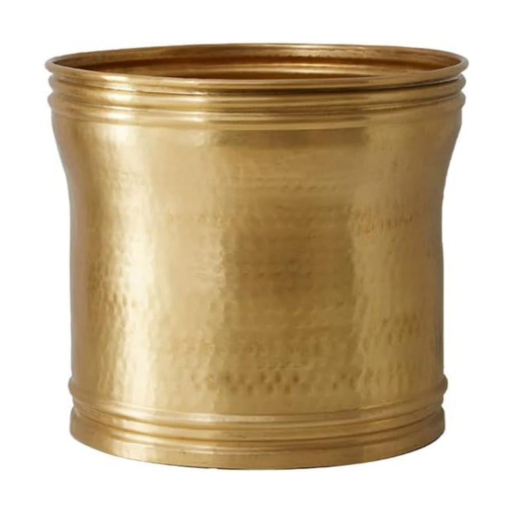 Serene Spaces Living Rajani Hammered Aluminum Planter – Decorative Indoor Plant Pot with Textured Finish, Antique