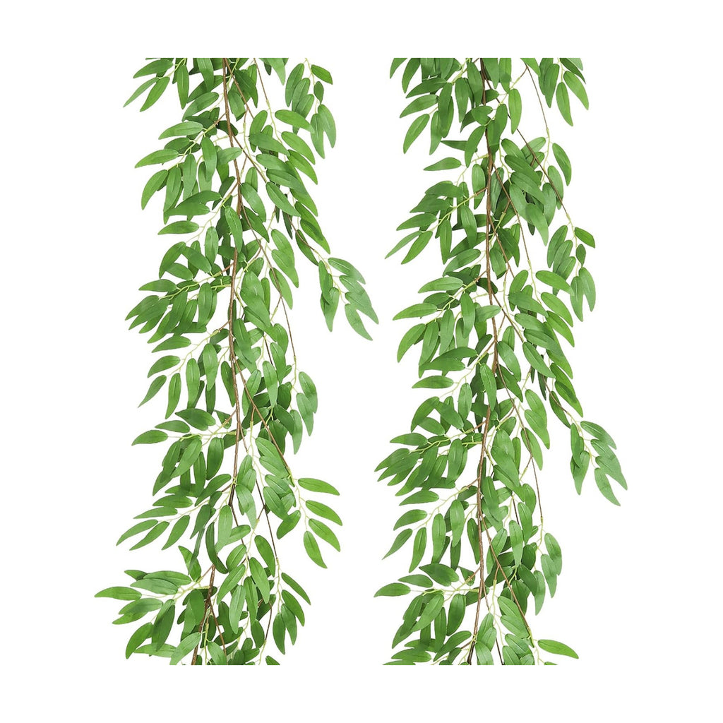 RECUTMS Artificial Silk Willow Leaves Twig Garland 2Pc 6Ft Light Green Vine