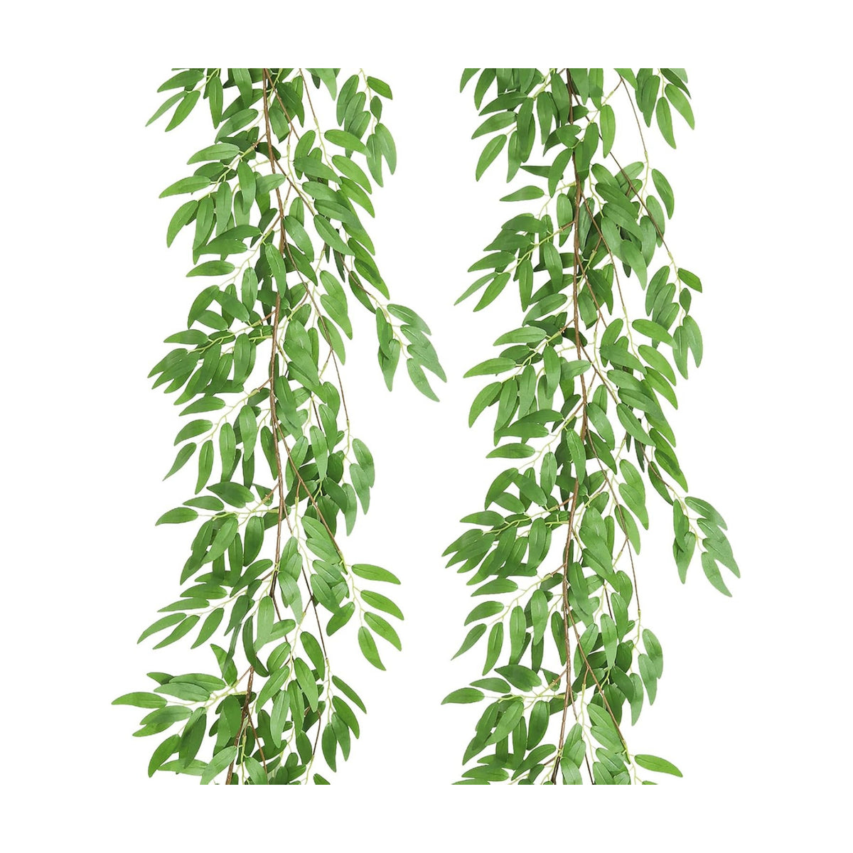 RECUTMS Artificial Silk Willow Leaves Twig Garland 2Pc 6Ft Light Green Vine