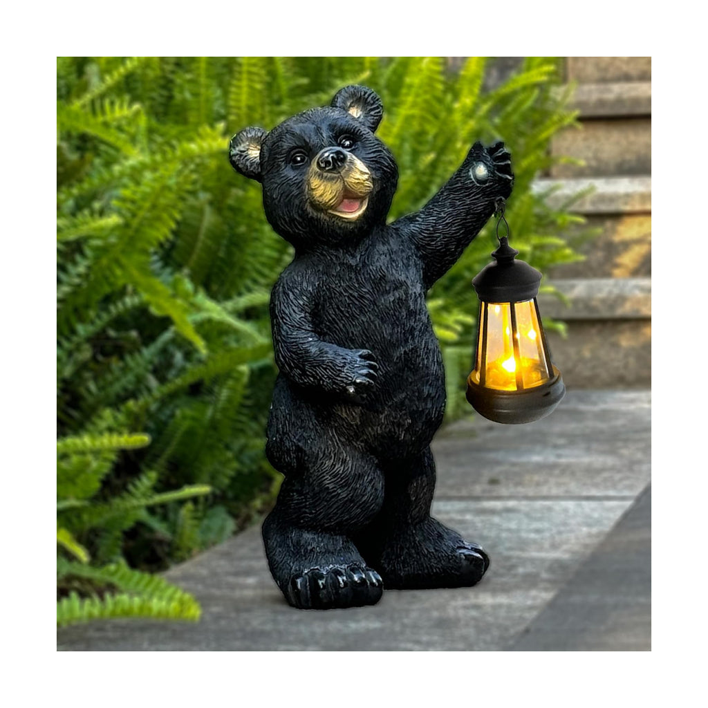 Resin Solar Bear Statue LED Light Waterproof Garden Yard Decor | Sturdy resin solar bear statue with LED lantern