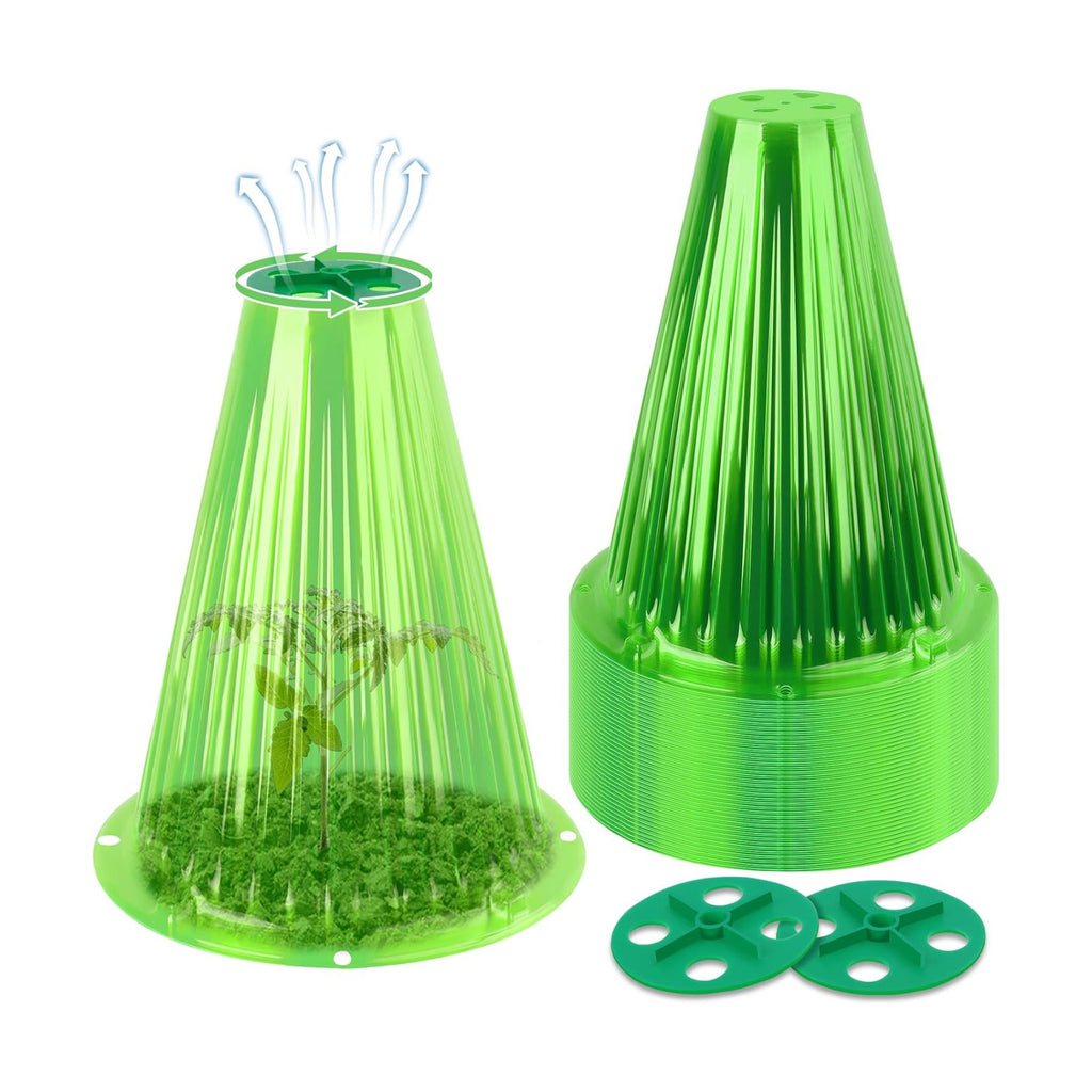 UQM 50 Pack Garden Cloches for Plants with Rotary Vent Cover Reusable | Bell Plant Protector Garden Protection from