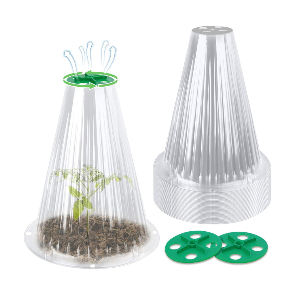 UQM 30 Pack Garden Cloches for Plants with Rotary Vent Cover Reusable
