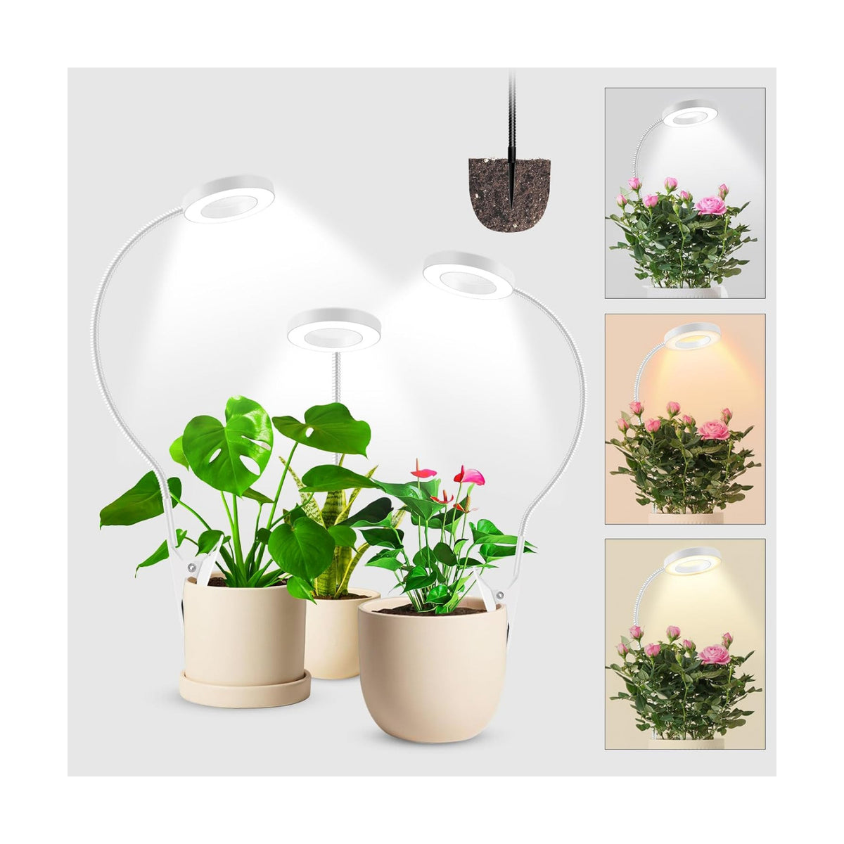 wolezek 2 in 1 Grow Lights for Indoor Plants, 3 Colors Plant Lights Indoor