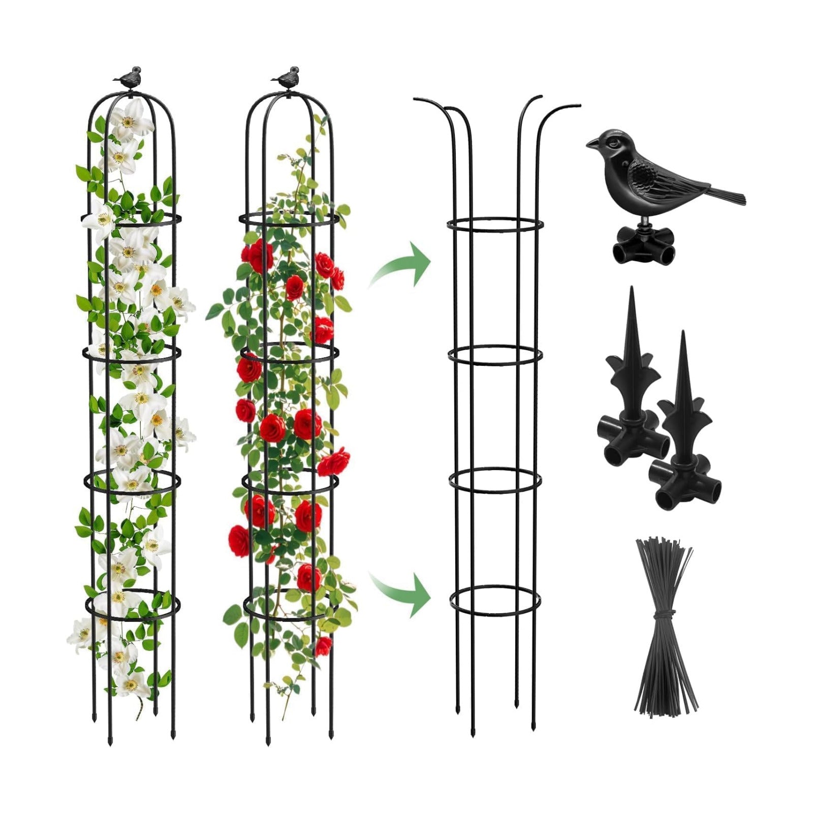 2PCS Garden Obelisk Trellis for Climbing Plants Outdoor, 6.2 ft Tall Trellis for Roses Clematis Jasmine Ivy Flower