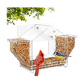 Window Bird Feeder with Dual Side Storage, Strong Suction Cups and Adhesive