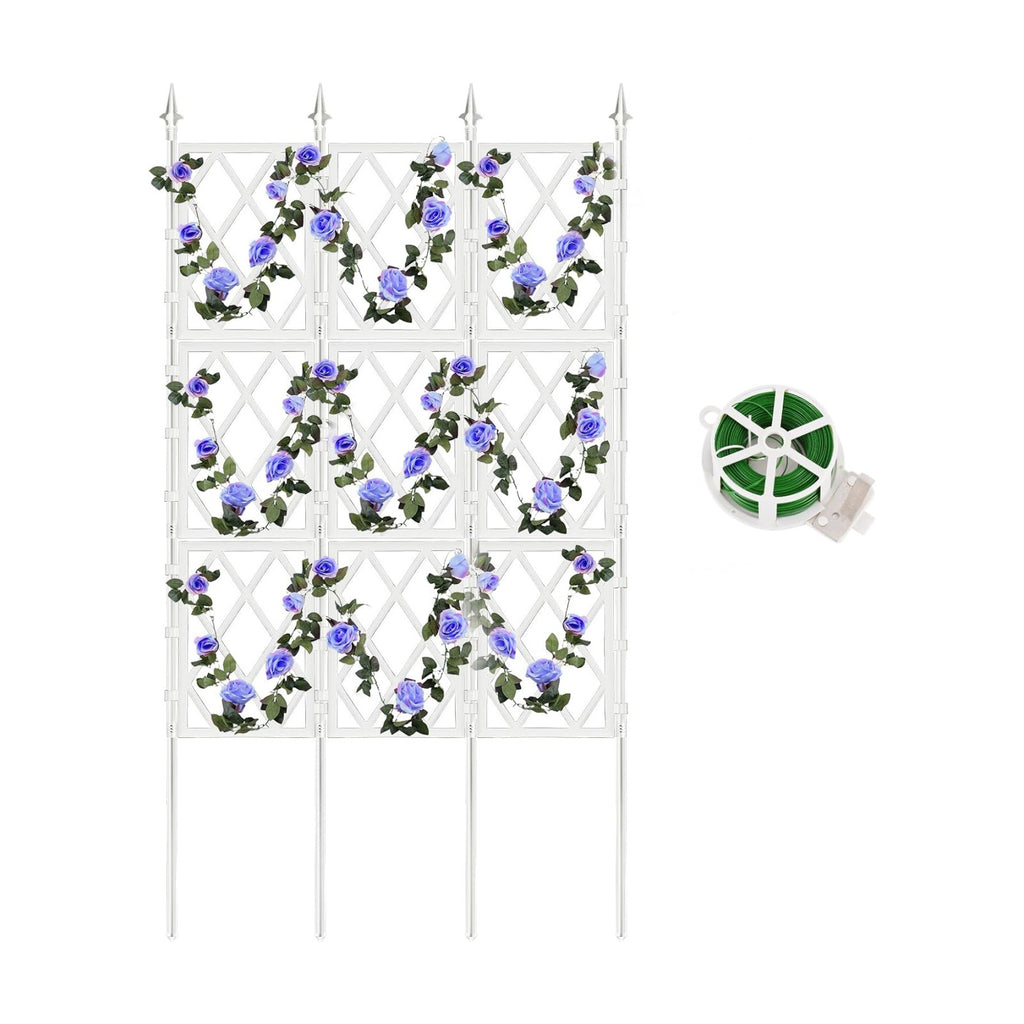 WellSign 63 Inch Metal Pipe Garden Trellis for Climbing Plants Outdoor | Wall White Trellis with Garden Twist Tie