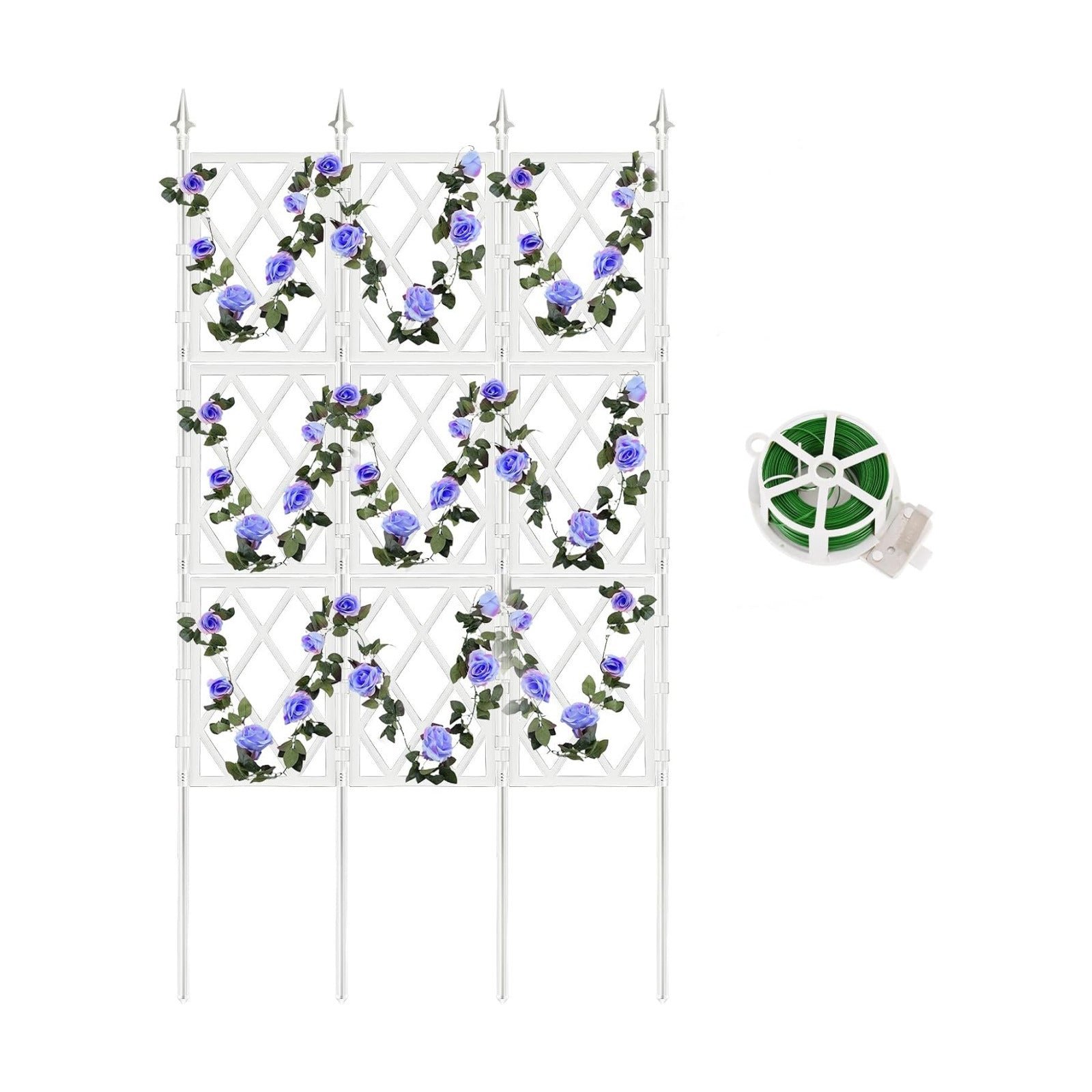 WellSign 63 Inch Metal Pipe Garden Trellis for Climbing Plants Outdoor | Wall White Trellis with Garden Twist Tie