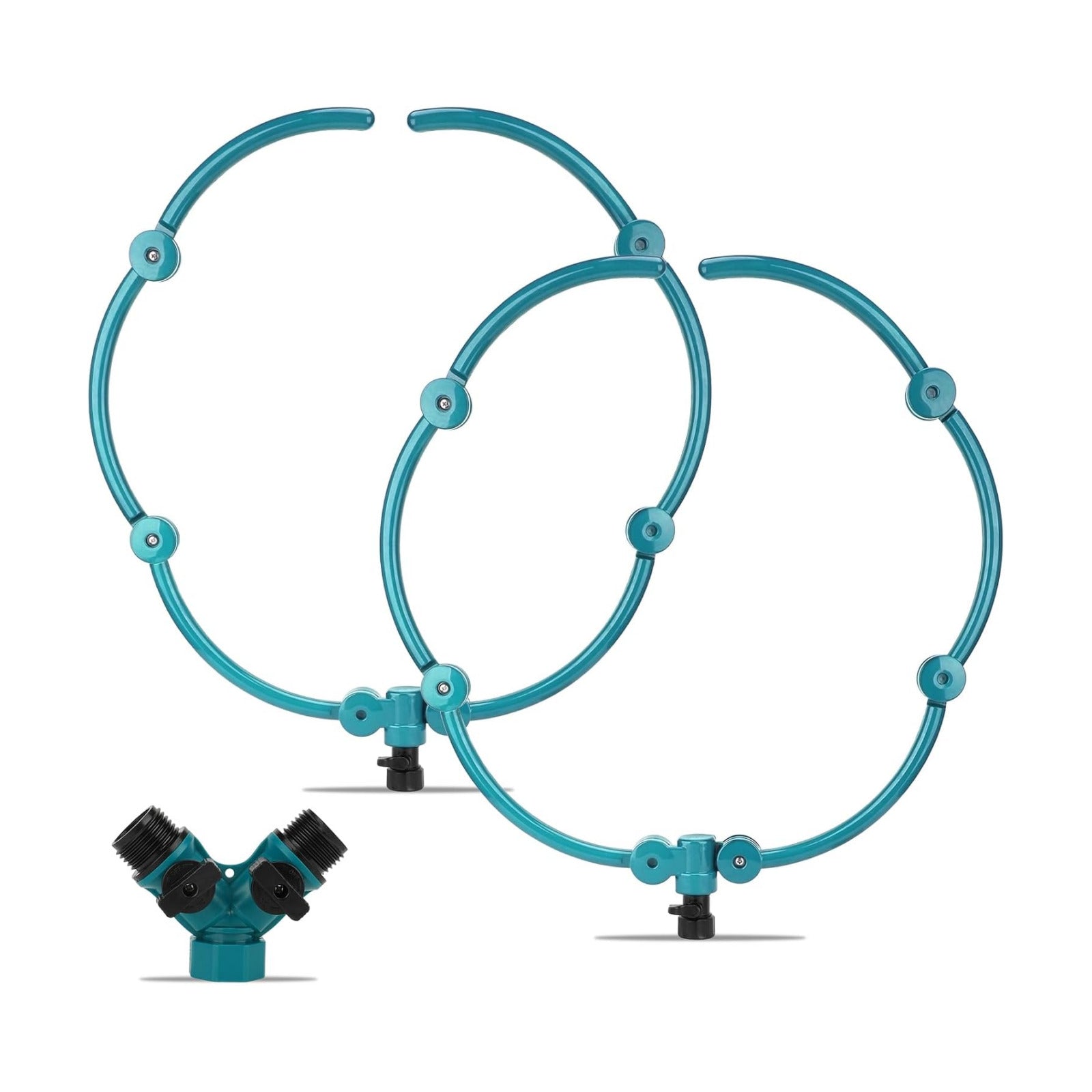 2Pcs 360° Tree Water System Tree Watering Ring 20 Inch Circle Sprinkler and Irrigation System Targeted Water with Y