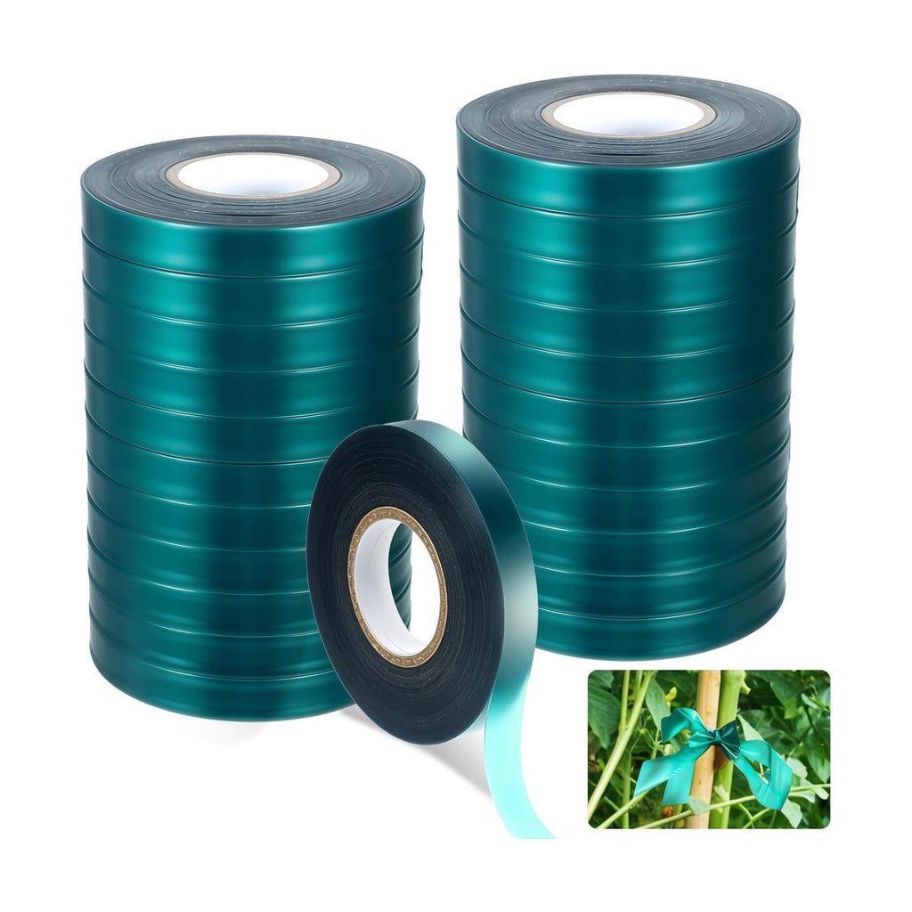 24 Pcs Stretch Tie Tape, 150 Feet x 1/2" Wide Reusable Garden Plant Ties Green Tapes for Plants, Thick Garden Vinyl