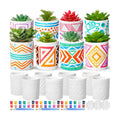 Zubebe 12 Pcs Paint Your Own Flower Ceramic Pots with Drainage Hole, 8 Style Bohemian Unfinished Succulent Pots
