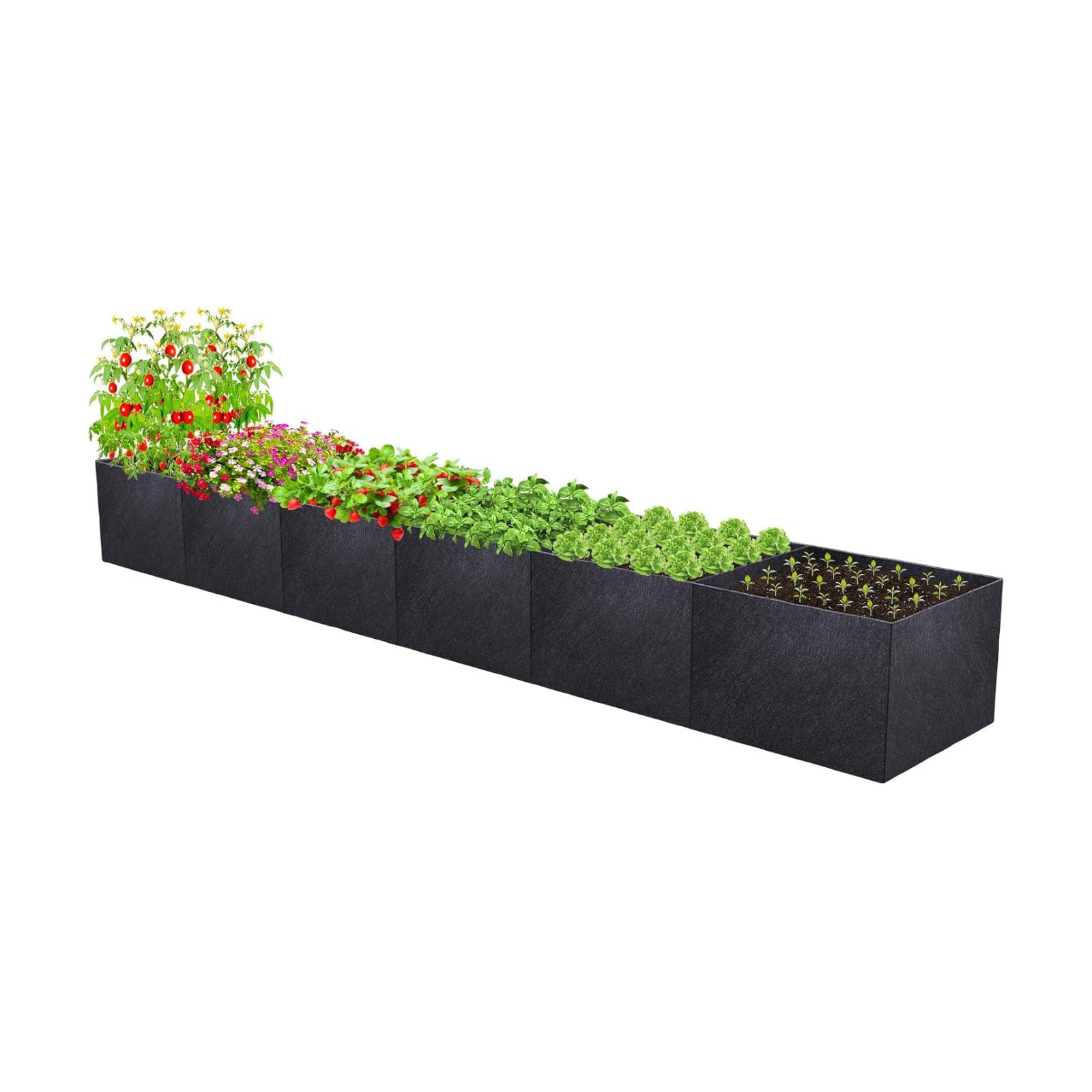 POILKMNI 12x2x1ft Fabric Raised Garden Bed | Outdoor Planter Box Non-Woven Fabric Patio Planting Bed Garden Grow Bed