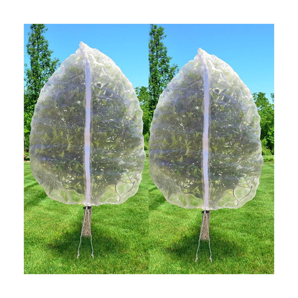 2 Pack 10x10 FT Fruit Tree Netting Apple Blueberry Zipper Drawstring | Heavy Duty Breathable Mesh Tree Net with Zipper