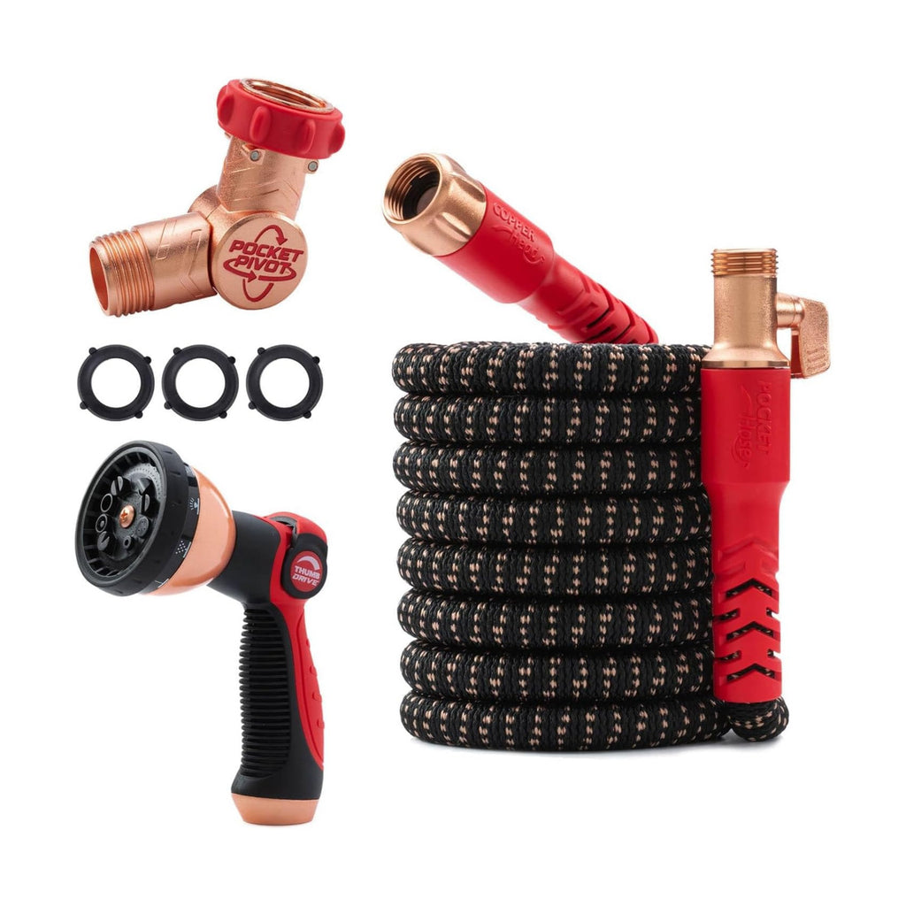 Pocket Hose 50 FT Copper Head Expandable Garden Hose, As Seen on TV | Anti-burst sleeve reinforced with bulletproof