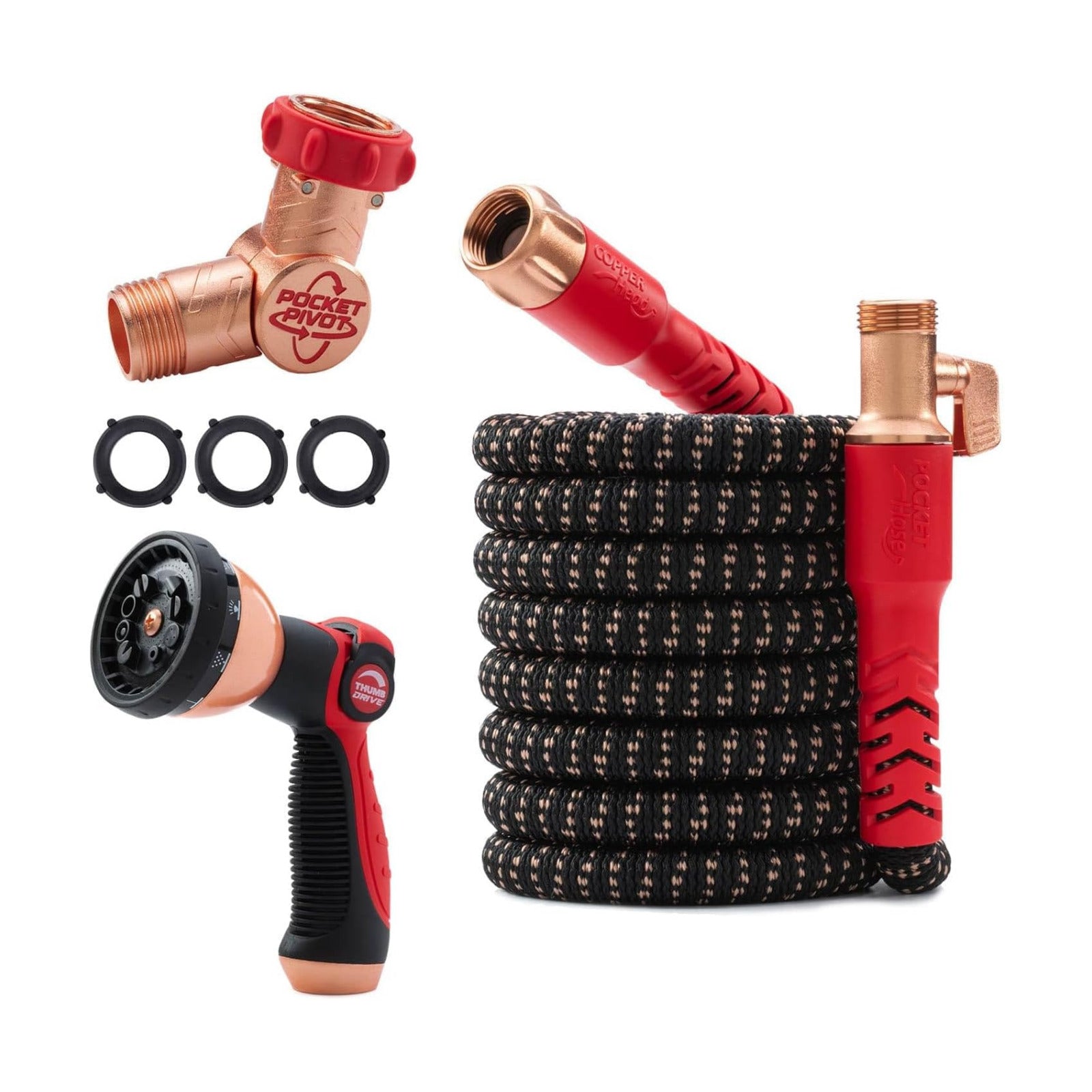 Pocket Hose 50 FT Copper Head Expandable Garden Hose, As Seen on TV | Anti-burst sleeve reinforced with bulletproof