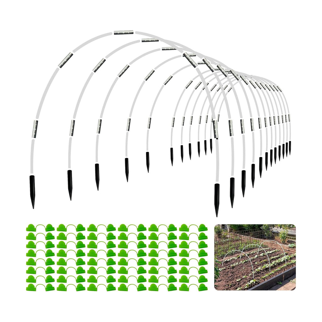 8FT Rust-Free Fiberglass Garden Hoops -72 PCS DIY Grow Tunnel Kit for Raised Beds, Row Cover Support with