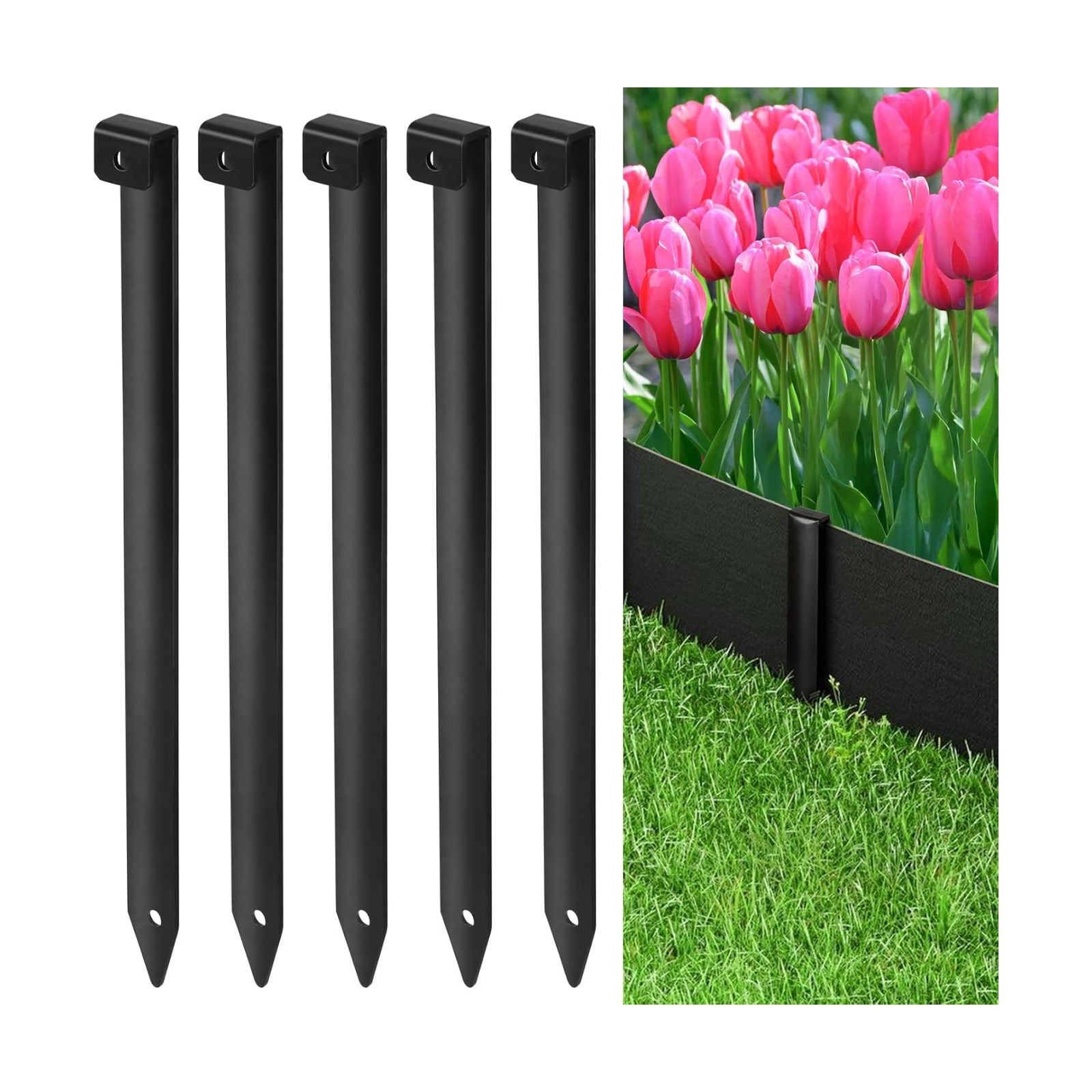 Landscape Edging Metal Stakes, 10 Inch Garden Edging Stakes | High Carbon Steel Landscaping Anchoring Stakes for