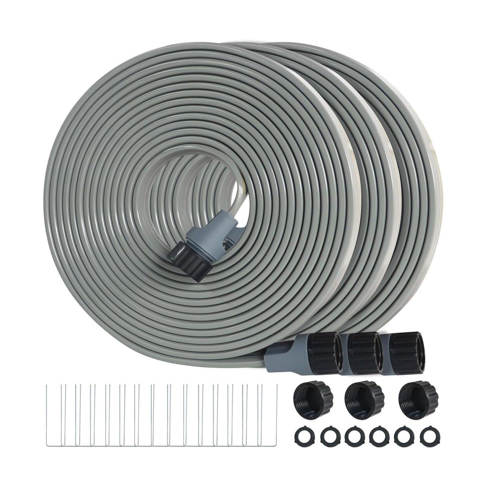 Hopegiver Sprinkler Soaker Hose 50ft 3-Pack Yard Sprinkler Hose 150 ft for Lawn Water Saving with Stakes, Drip