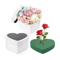 Nuenen Heart Gift Boxes for Her Him with Lid & Floral Foam Set, Grad Flower Gift Box with Clear Cellophane 9.8 x 9 x 5 Inches for Wedding Bridesmaid Birthday(White)