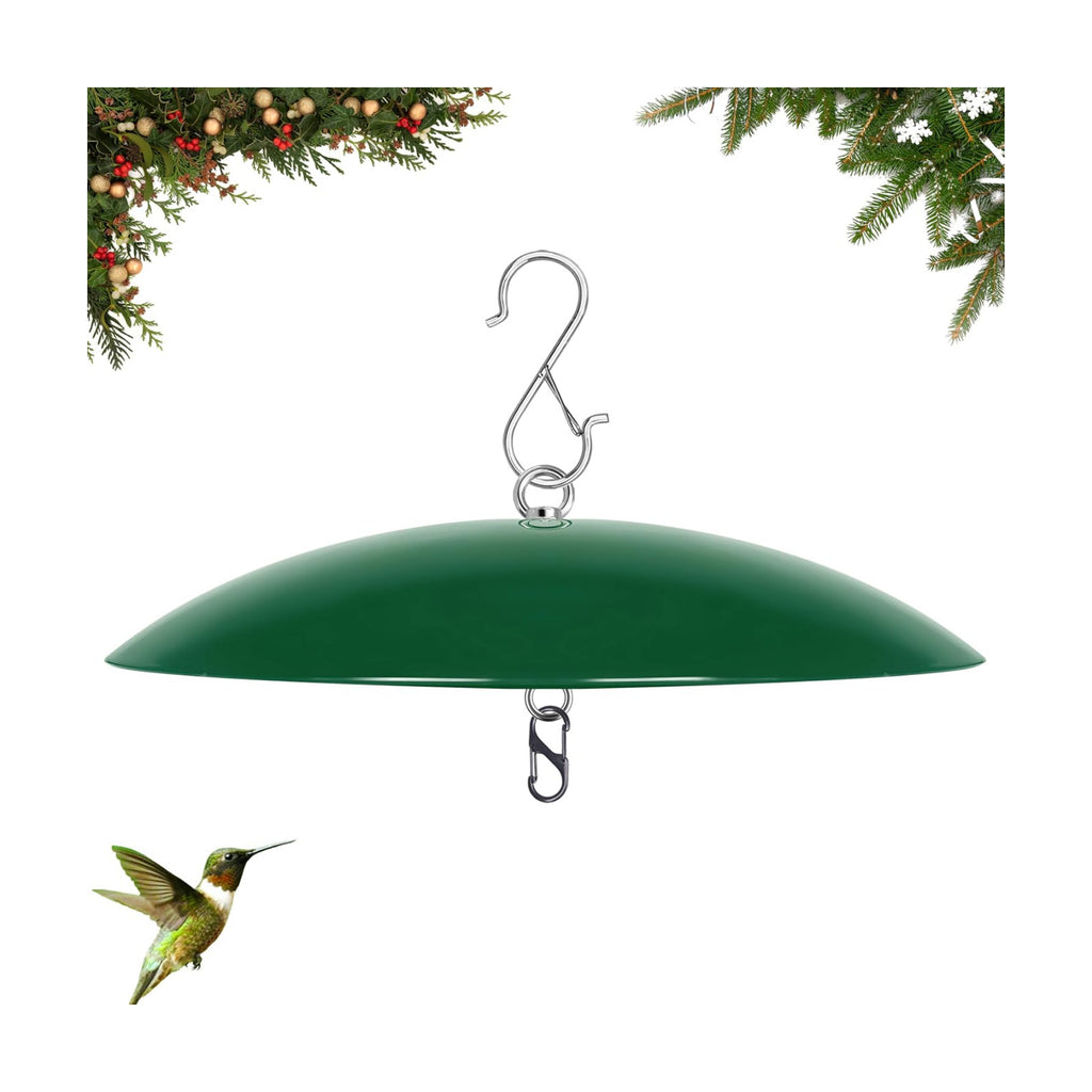 13" Bird Feeder Rain Cover,Bird Feeder Dome,Hummingbird Feeder Squirrel Guard, Proof Bird Feeders Baffle,Smart Birds Feeder's Umbrella(Green), 1 Pack