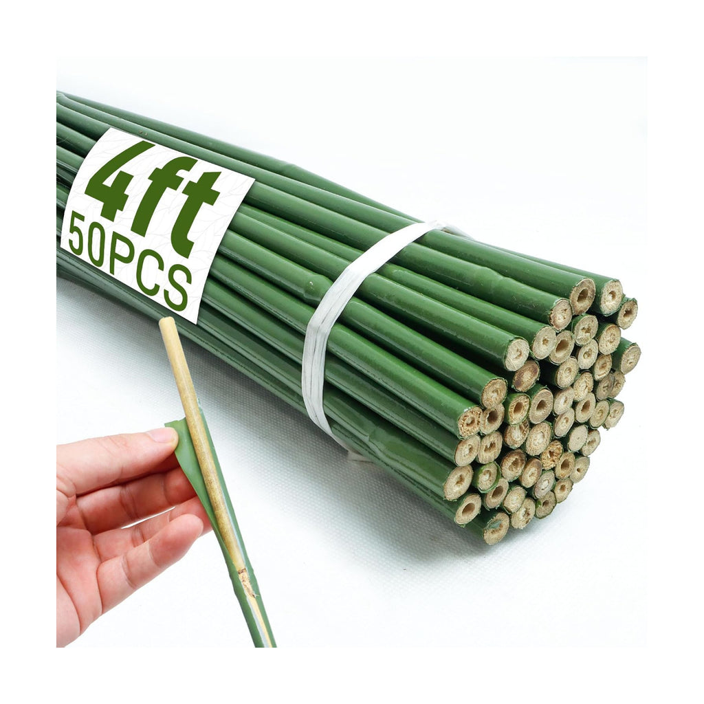 50Pcs 4ft Bamboo Sticks for Indoor Outdoor Plants, 0.29"-0.38" Natural Bamboo Poles, Durable Garden Stakes for