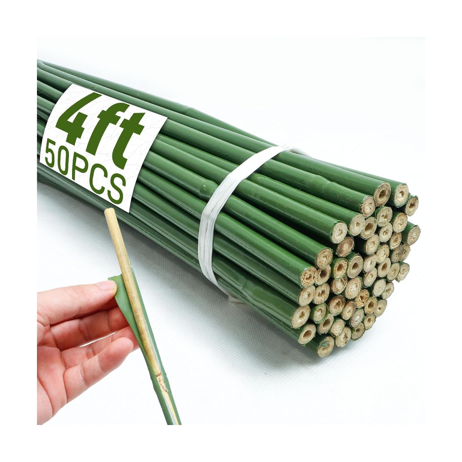 50Pcs 4ft Bamboo Sticks for Indoor Outdoor Plants, 0.29"-0.38" Natural Bamboo Poles, Durable Garden Stakes for