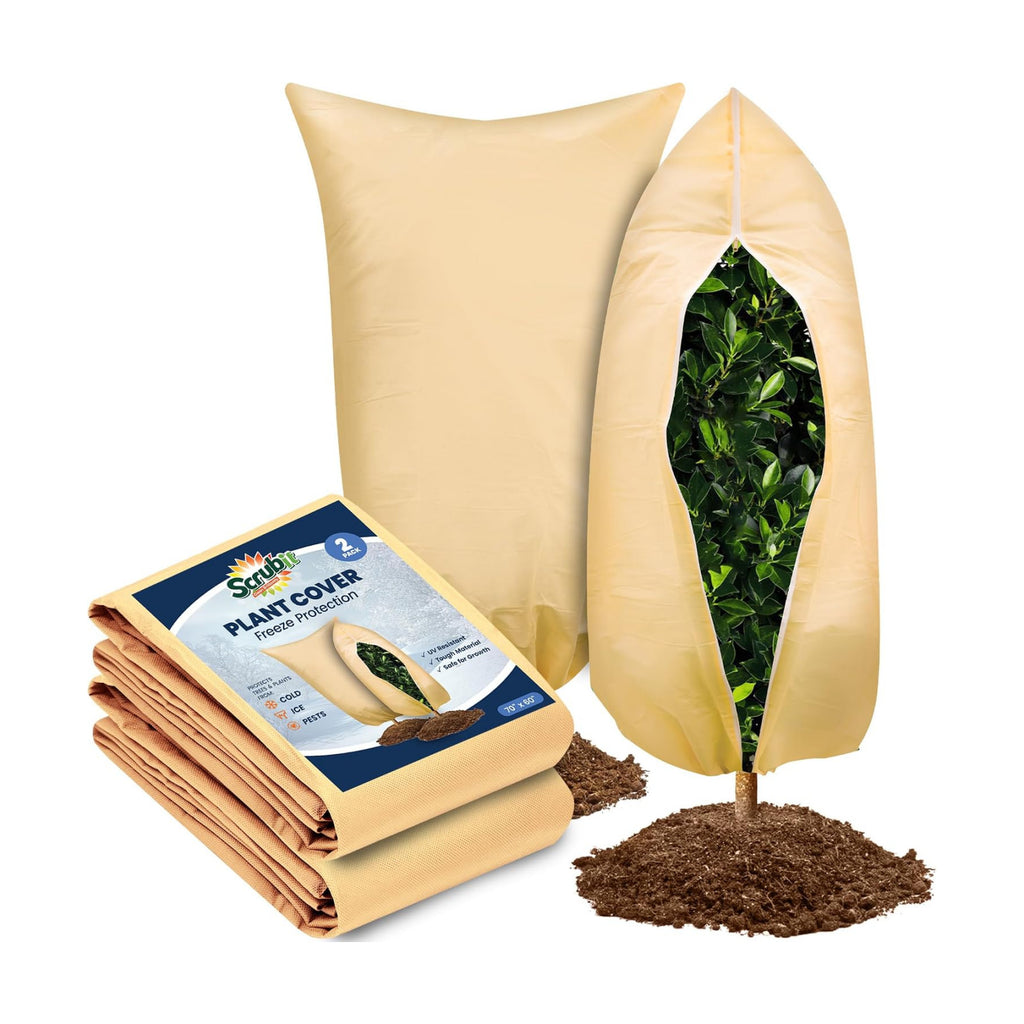 SCRUBIT Plant Covers Freeze Protection, 60 x 70 in. Frost Cloths for Outdoor Plants Fruit Trees & Shrubs with Zipper