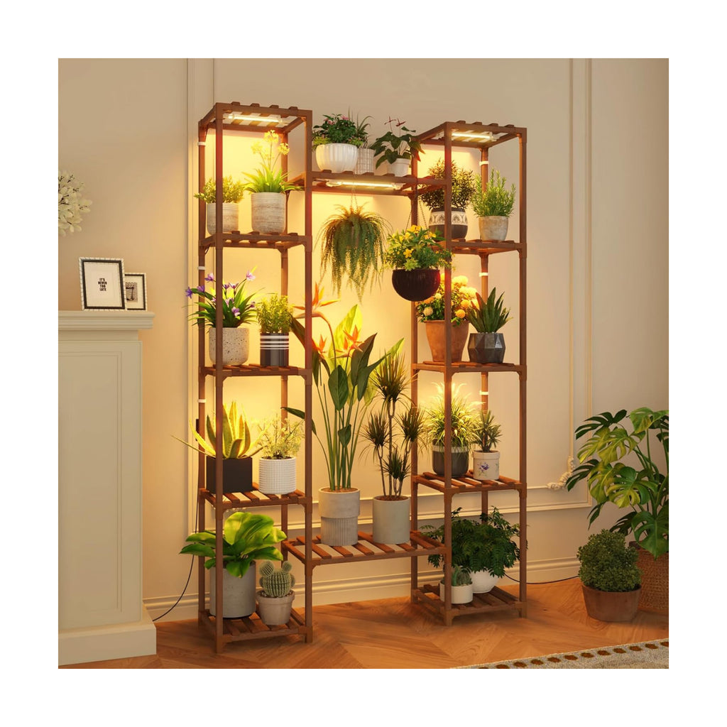 GENTINGBRO Plant Stand Indoor with Grow Lights for Indoor Plants 62.2'' Tall Plant Shelf 12 Tiers Sturdy Plant Rack for