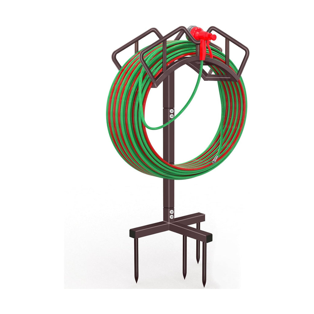 Qatsrin Heavy Duty Garden Hose Holder, Water Hose Reel Holds 150ft, Bronze | Detachable Water Hose Hanger Stand