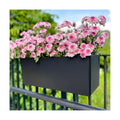 LaLaGreen Railing Planter Box (20 Inch, 4 Pack) Black Rectangular Window Flower Boxes with Bracket, Self Watering