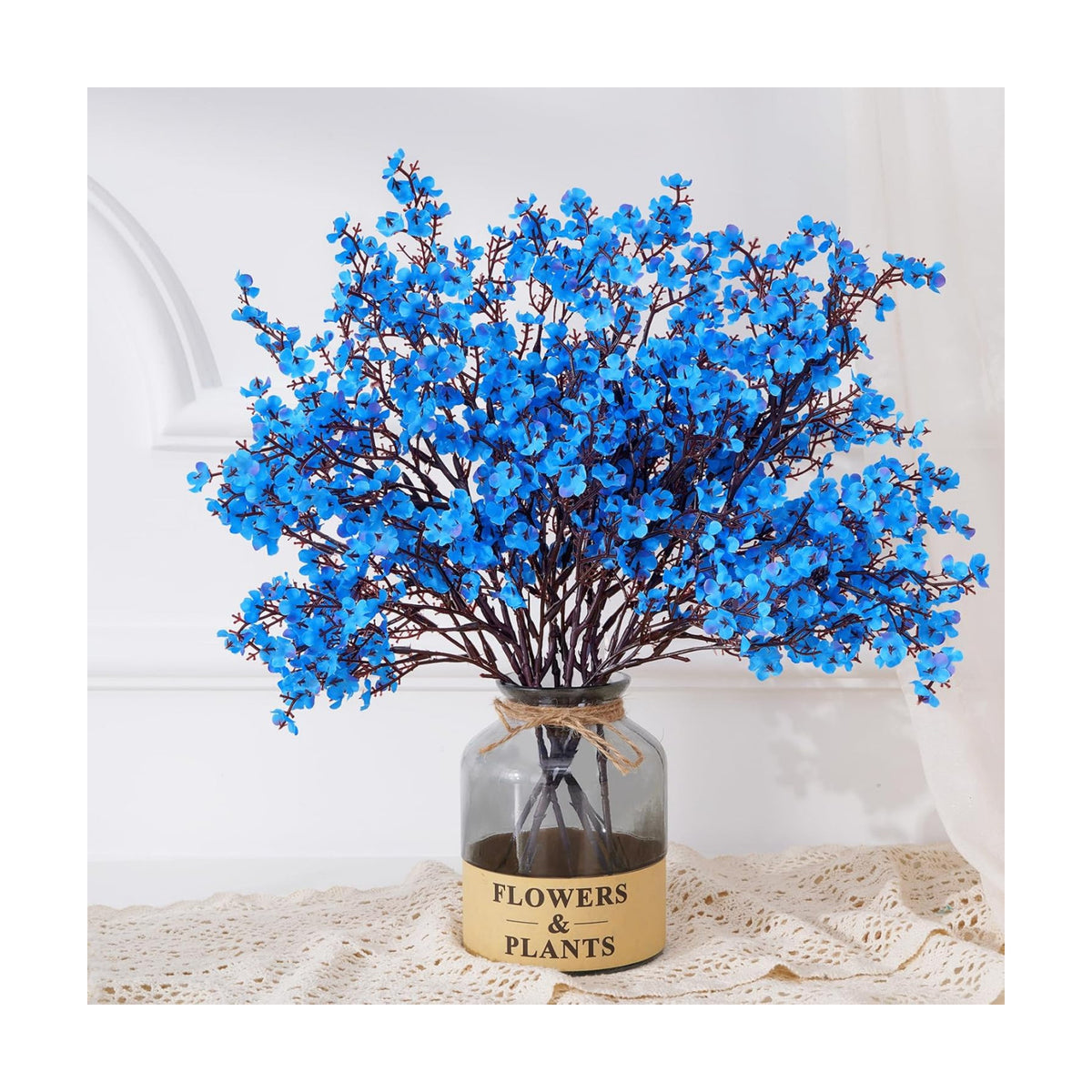 15 Pcs Fake Flowers, Real Touch Babys Breath Artificial Flowers, Blue