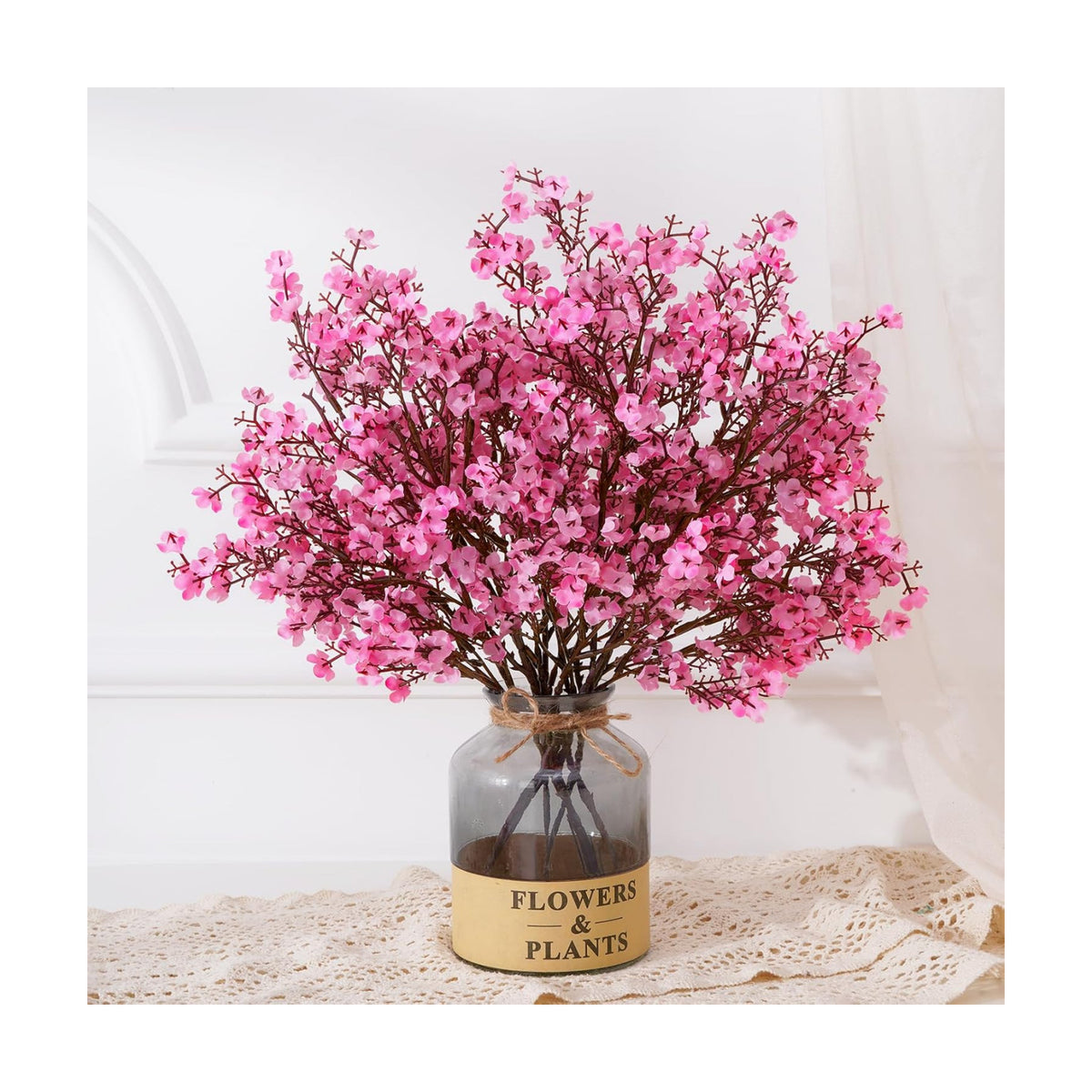 5 Pcs Fake Flowers, Real Touch Babys Breath Artificial Flowers, Pink