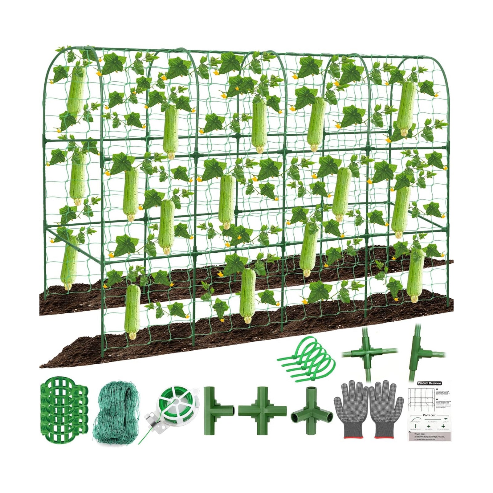 67 x 50 Cucumber Trellis for Raised Bed, U-Shape Metal Large Garden Trellis for Climbing Plants Outdoors with Netting