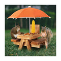 Gnodary Squirrel Feeder with Umbrella, Squirrel Feeders for Outside, Squirrel Picnic Table Feeder - Chipmunk Feeder Hold Corn, Corn Cob, Peanuts (Orange)