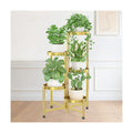 iDavosic.ly Plant Stand Indoor Outdoor, 5 Tier Metal Corner Shelf, Gold | Tiered Flower Display Holder, Folding Multi