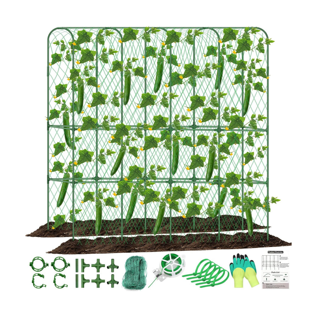 Cucumber Trellis for Raised Bed 5.4x5.5ft U-Shape Adjust Metal Garden Trellis for Climbing Plants Outdoor with Climbing