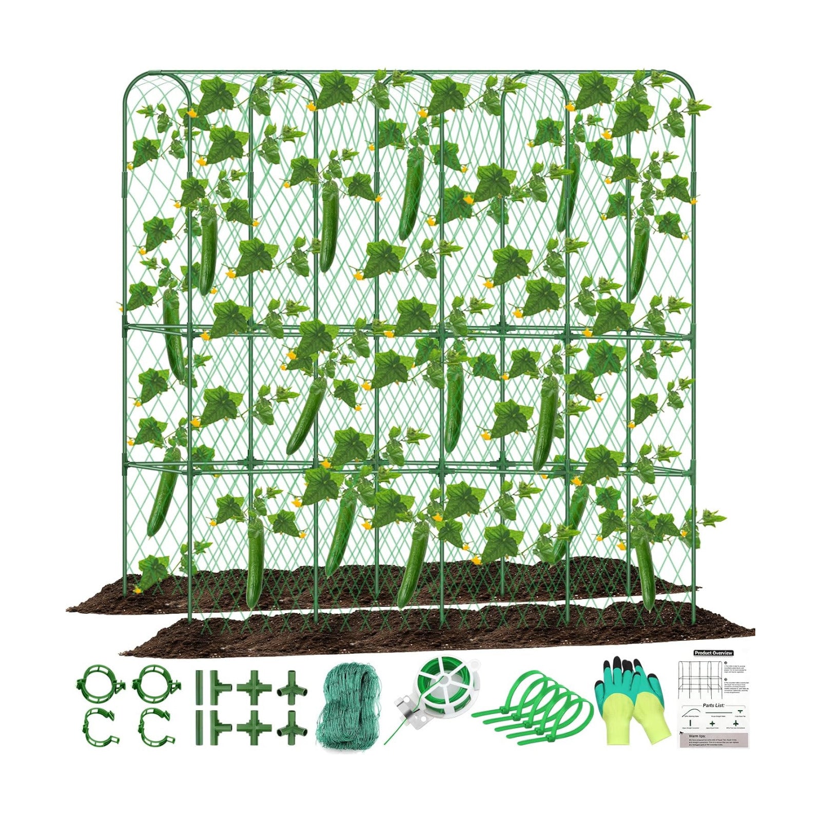 Cucumber Trellis for Raised Bed 5.4x5.5ft U-Shape Adjust Metal Garden Trellis for Climbing Plants Outdoor with Climbing