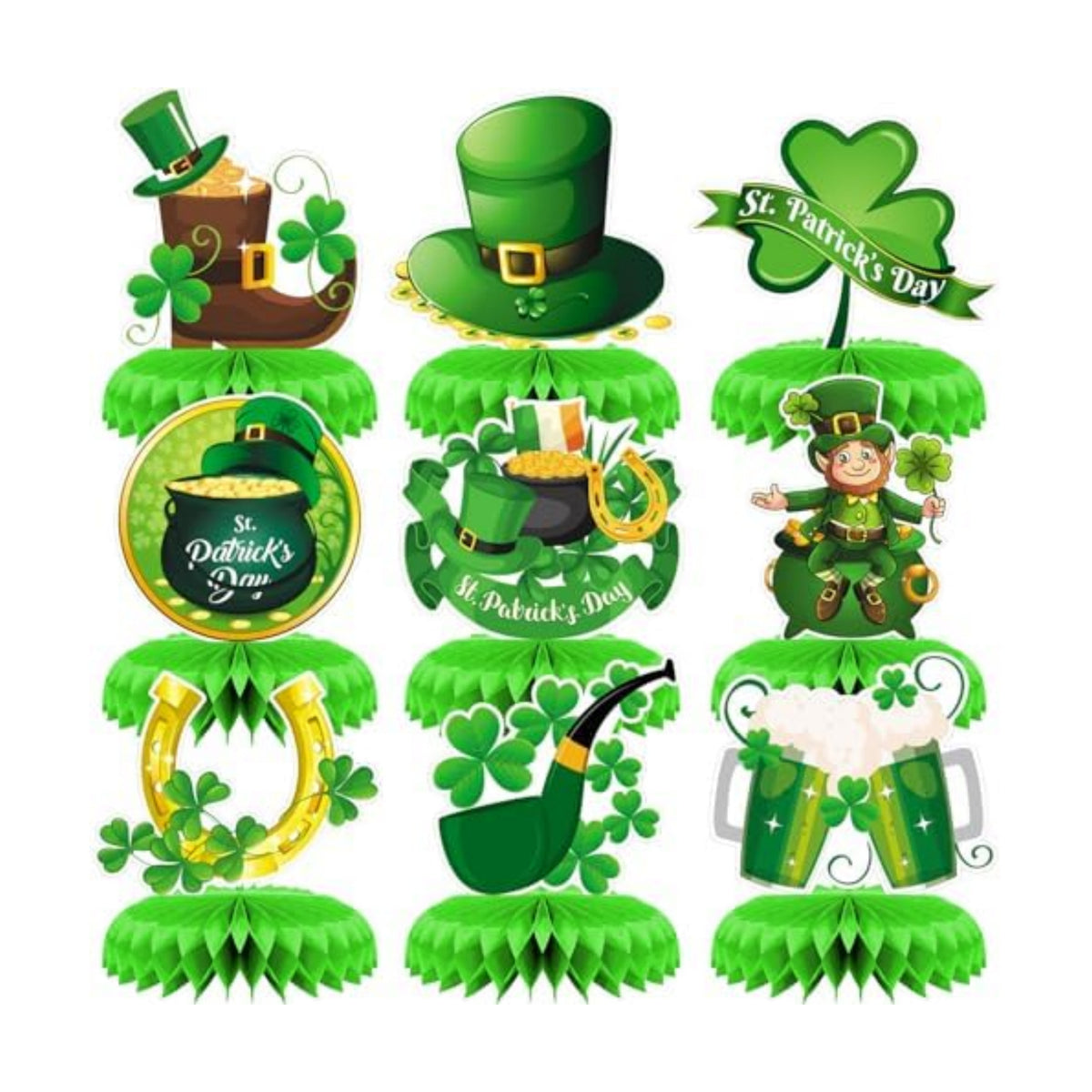 9Pcs St Patricks Day Table Decorations, Green St. Patrick's Day Centerpiece