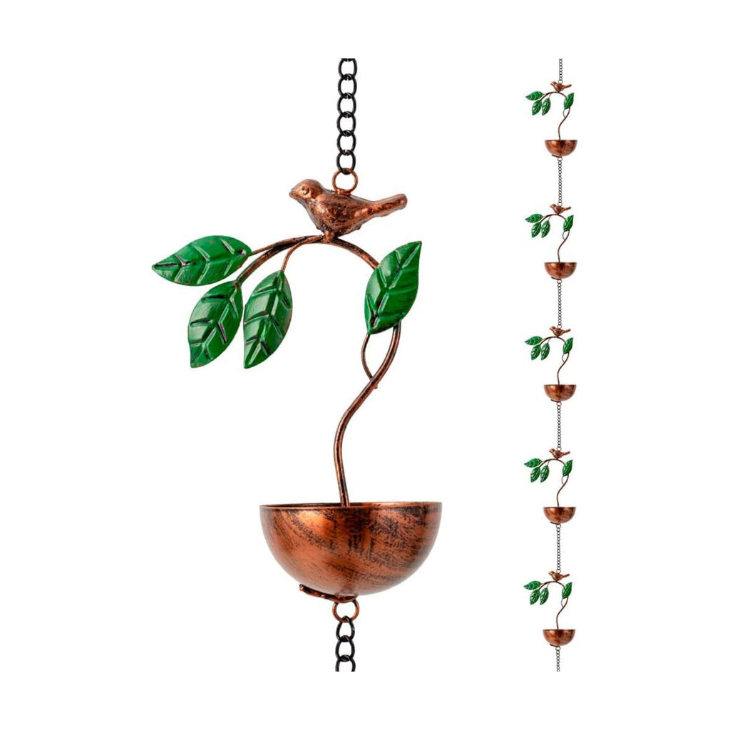 dreamysoul Rain Chains for Outside, Leaves and Bird Decorative Rain Catcher Chains for Downspout Gutter, Eaves Drainage