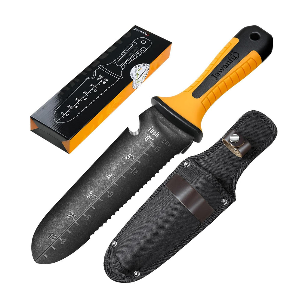 Garden Knife, Hori Hori Garden Tool for Digging, Weeding, Planting | Heavy-duty, 7" Stainless Steel Blade, Sharp