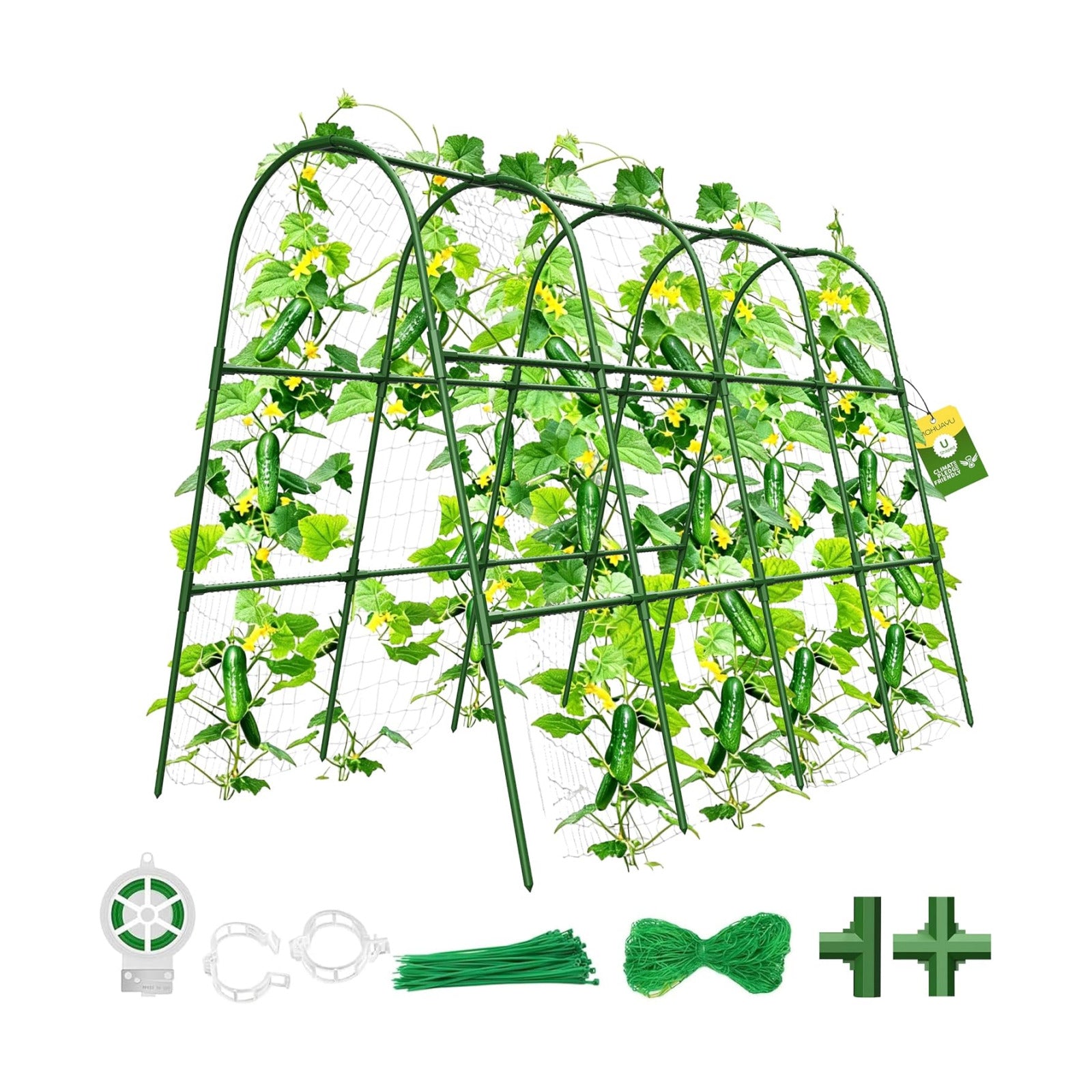 Cucumber Trellis for Raised Bed,U-Shape Garden Trellis for Climbing Plants Outdoor, Metal Arch Vegetables Trellis