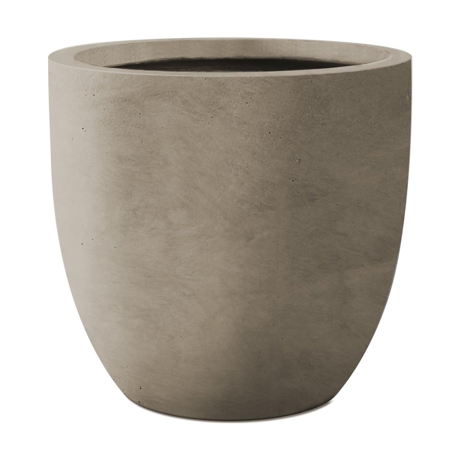 Kante Small Round Curved Weathered Concrete Planter 13.3" Dia, Outdoor | Rubber Plug for Indoor, Drainage for Garden