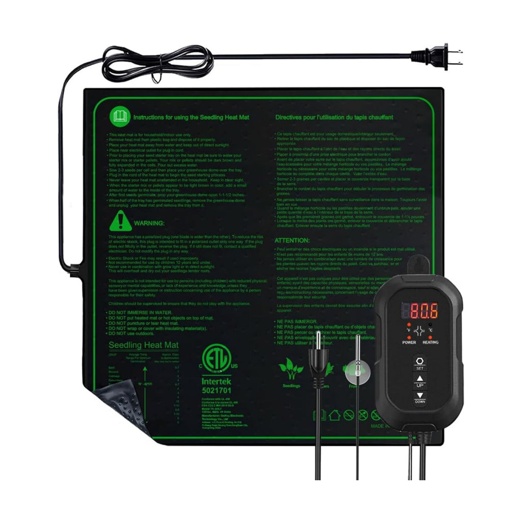 20"x20" Durable Seedling Heat Mat with Thermostat Controller | Durable Waterproof Hydroponic Heating Pad with ETL