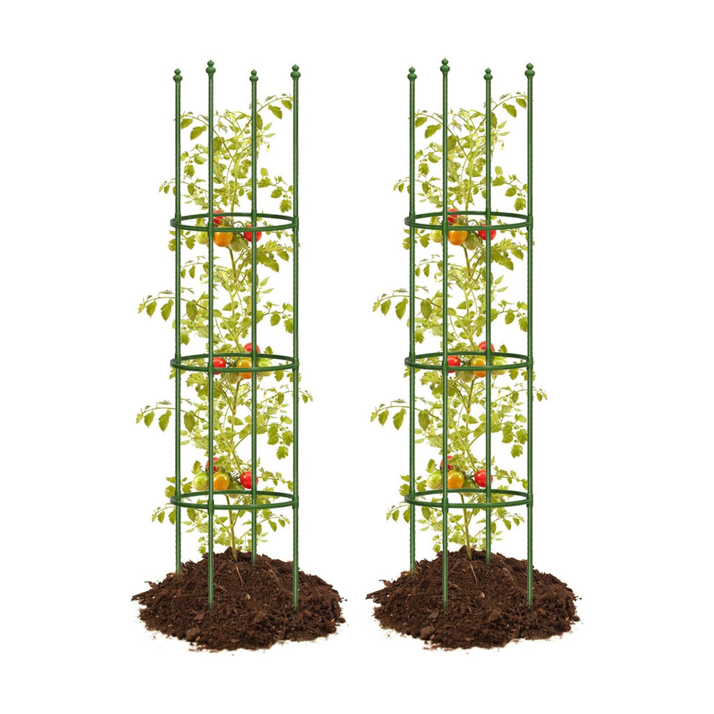 2 Pack Up to 59 Inch Height Adjustable Tomato Cages for Garden | Heavy duty, Rust-resistant trellis, Adjustable height