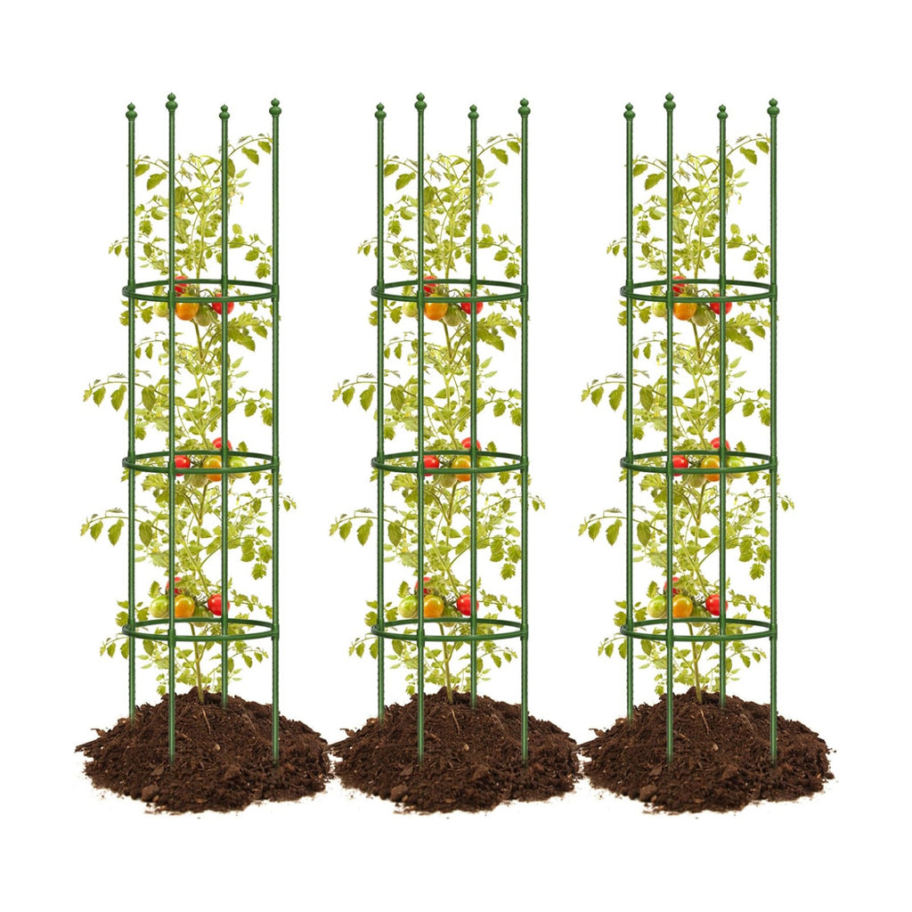 3 Pack 59 Inch Height Adjustable Tomato Cages for Garden | Heavy duty, Rust-resistant metal, Adjustable height supports