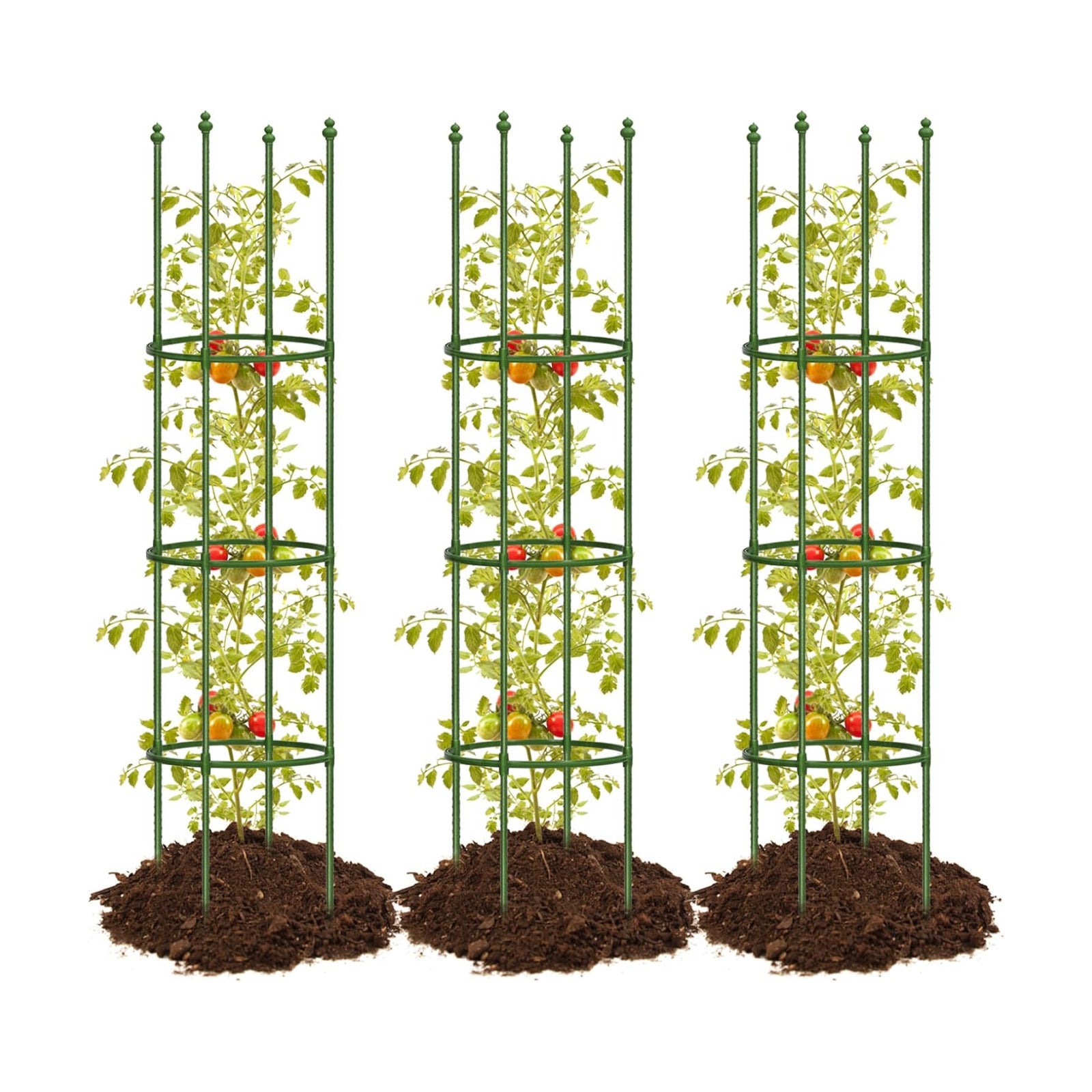 3 Pack 59 Inch Height Adjustable Tomato Cages for Garden | Heavy duty, Rust-resistant metal, Adjustable height supports
