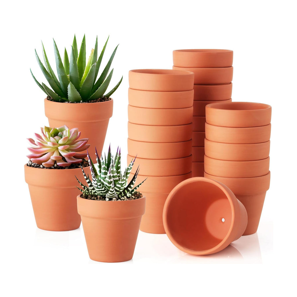 24 Pack 3 Inch Terracotta Pots, Mini Clay Pots with Drainage Holes,Cactus Flower Nursery Terra Cotta Pot for