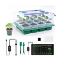 12 Cell Seed Starter Kit with Grow Light Heating Mat & Silicone Pots | Grow Light, Graphene Heating Mat, Reusable Tray