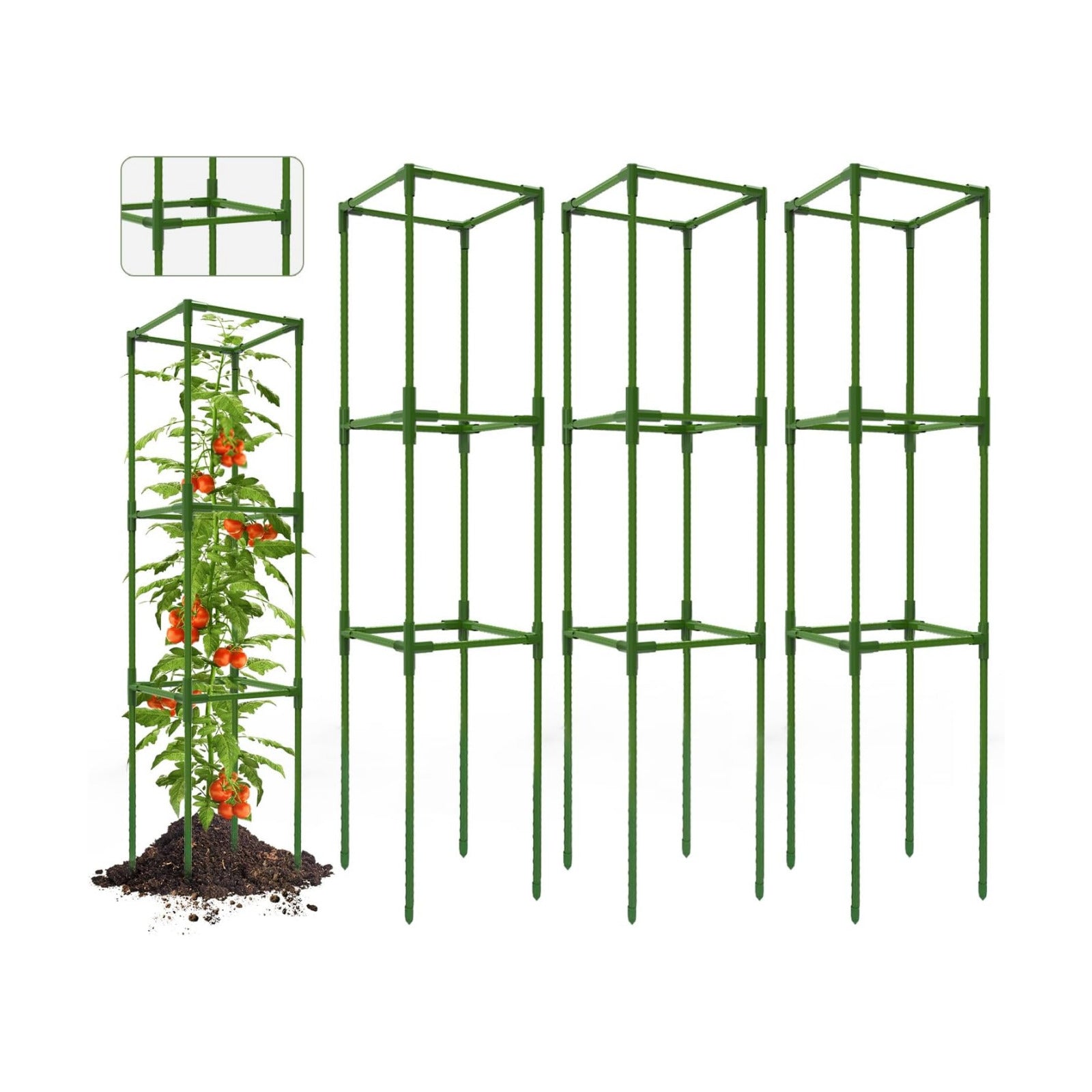 3 Pack Tomato Cage, Up to 47 Inch Adjustable Square Tomato Cages for Pots | Garden Trellis, Plant Trellis for Raised