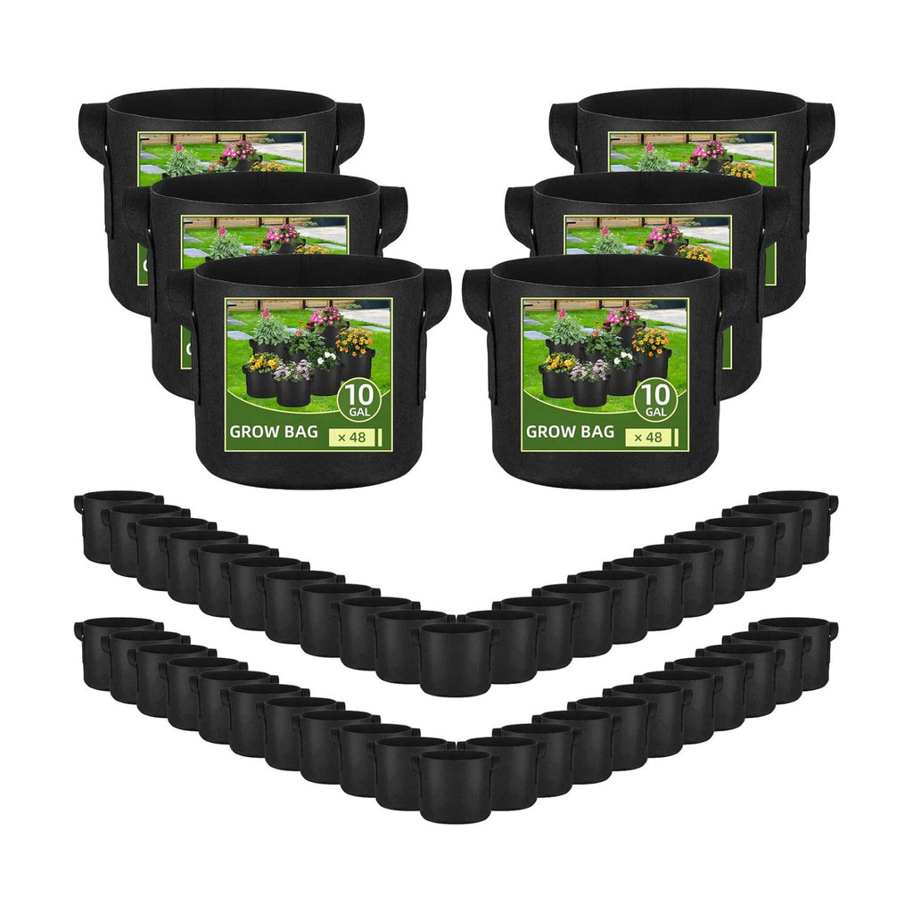 48 Pack 10 Gallon Vegetable/Flower/Plant Grow Bags, Heavy Duty Thickened Nonwoven Plant Fabric Pots Aeration Fabric