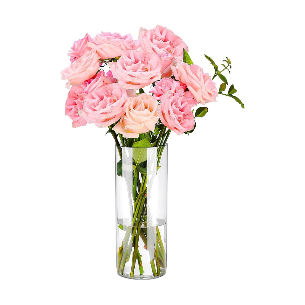 Clear Flower Vase, Non-breakable Vases, 5" W x 12" H, Acrylic Vase, Aesthetic Room Decor Cylindrical Modern Flower Vases for Table Centerpiece, Home Decor, Women Floral Arrangement Gift